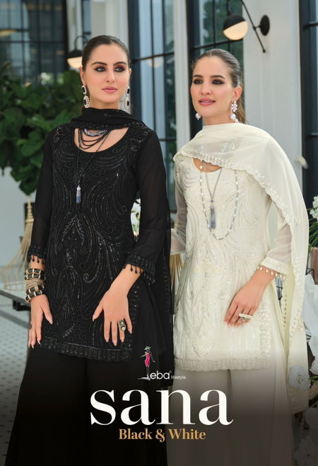 Sana Black And White By Eba Georgette Readymade Suits Suppliers In India
